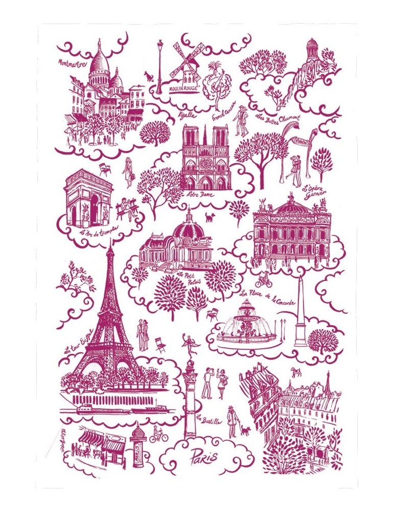 Torchon Paris Toile de Jouy Rouge 8491250000Torchons & Bouchons Torchon Paris Toile de Jouy Rouge 8491250000Torchons & Bouchons