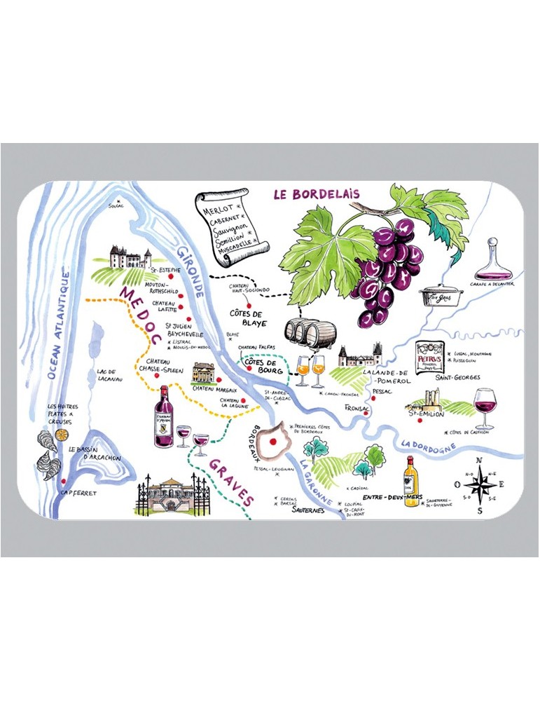 Set de Table Dessin Vignoble Bordeaux 45 X 30 8499308000Winkler
