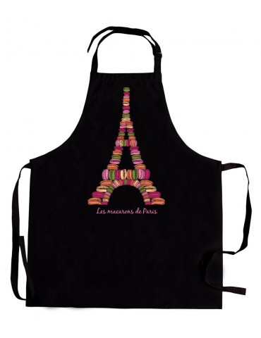 Tablier Macarons de Paris Noir 72 X 48 3523070000Torchons & Bouchons