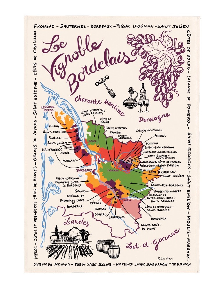 Torchon La Carte Des Bordeaux 48 X 72 9011015000Torchons & Bouchons Torchon La Carte Des Bordeaux 48 X 72 9011015000Torchons & Bouchons
