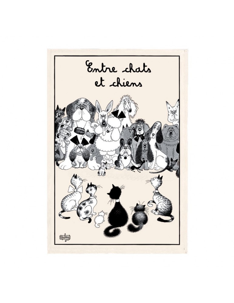 Torchon Dubout Entre Chats Et Chiens Ecru 48 X 72 2103010000Torchons & Bouchons