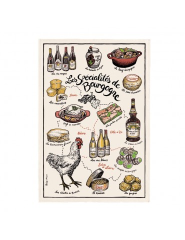 Torchon Imprime Specialités de Bourgogne Ecru 48 X 72 2120010000Winkler