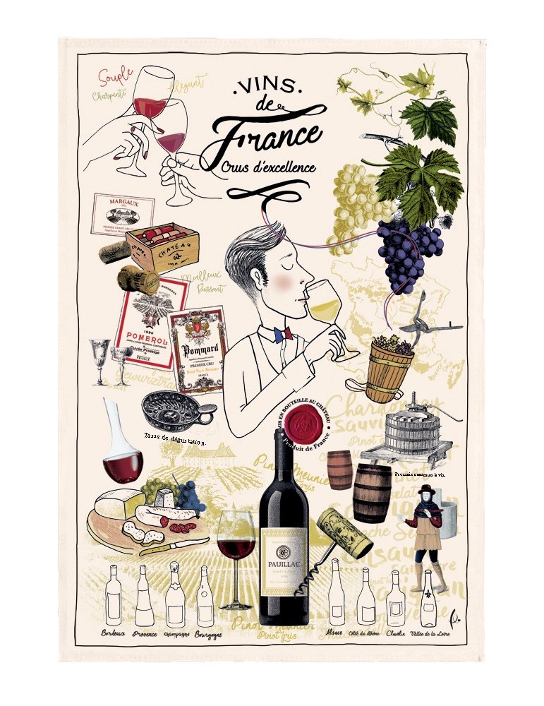 Torchon Imprimé Crus d'excellence Ecru 48 x 72 6550010000Winkler