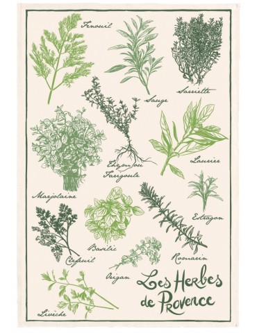 Torchon Imprimé Les herbes de provence Ecru 48 x 72 6578010000Winkler