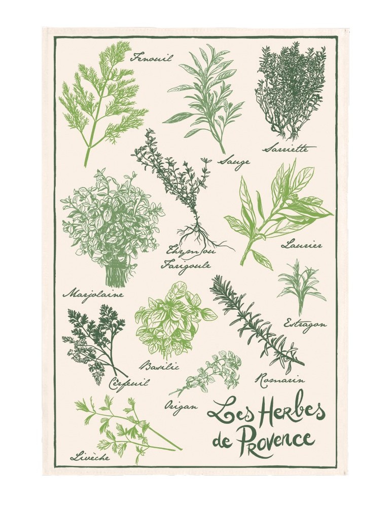 Torchon Imprimé Les herbes de provence Ecru 48 x 72 6578010000Winkler