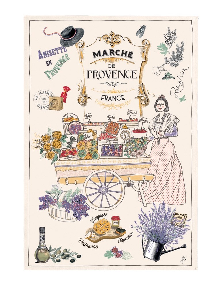 Torchon Les marchés de Provence Ecru 48 x 72 4396010000Torchons & Bouchons