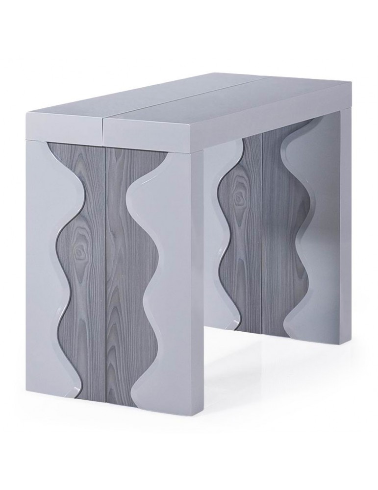 Table Console Ariel Laquée Gris & Chêne Gris at8210glossygrey