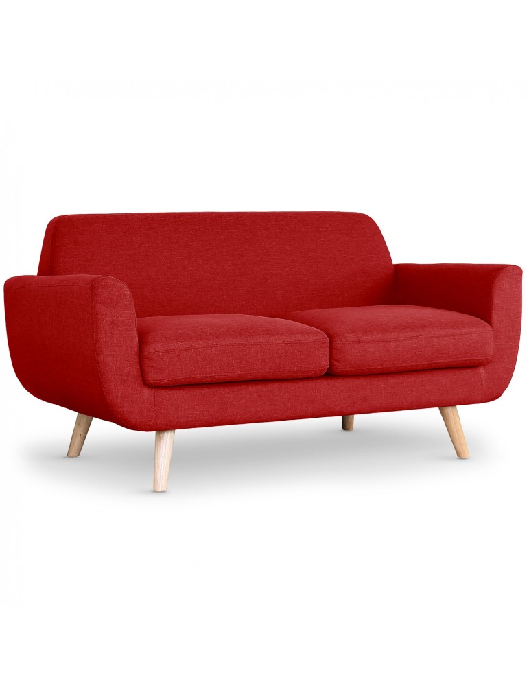 Canapé scandinave 2 places Danube Tissu Rouge l2082rouge