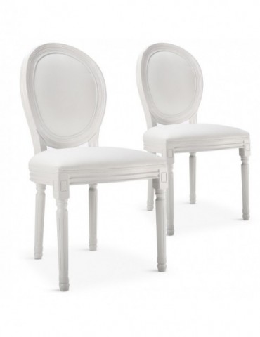 Lot de 20 chaises médaillon Louis XVI Simili (P.U) Blanc 24501lot20publanc