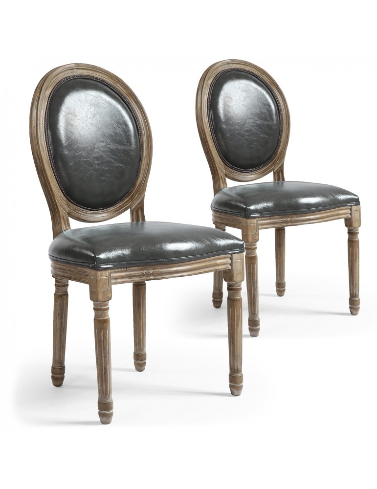 Lot de 20 chaises médaillon Louis XVI Simili (P.U) Gris 24501f011lot20