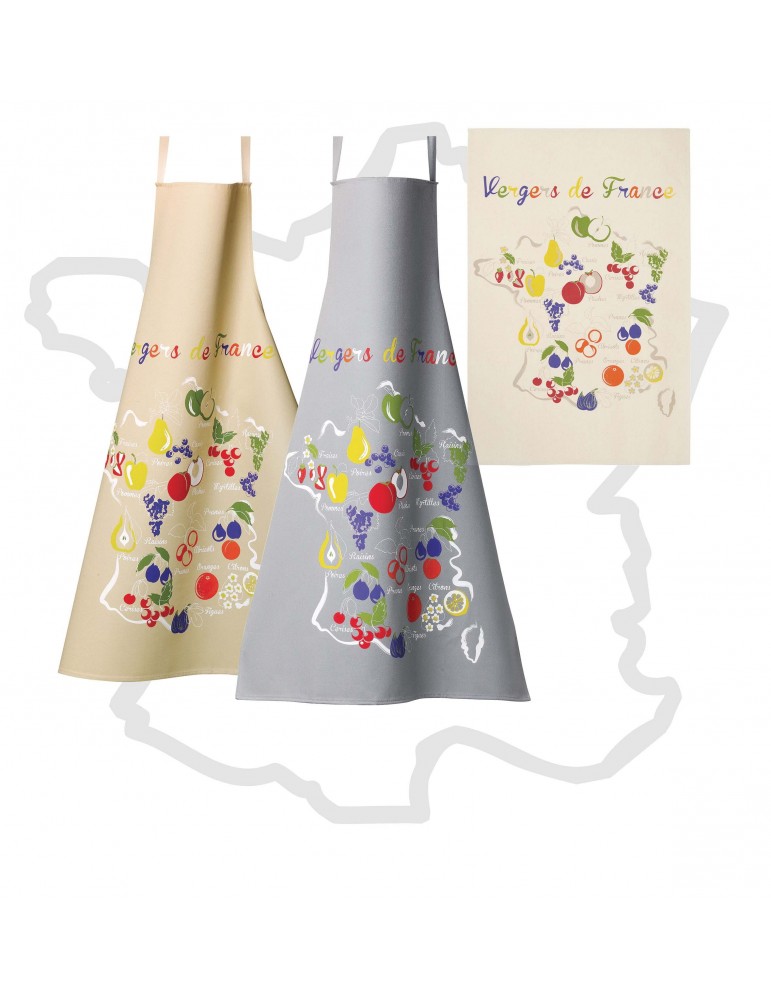 Tablier Fruits de France Gris 72 X 96 6841090000Les Ateliers du Linge Tablier Fruits de France Gris 72 X 96 6841090000Les Ateliers du Linge