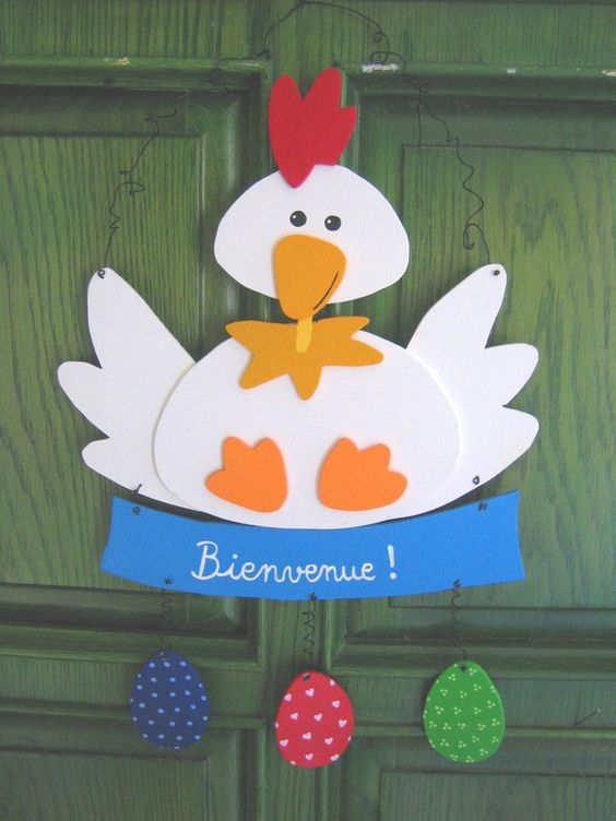 deco de porte poule de paques 